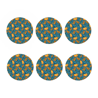 Pumpkin With Witch Hat Pattern Print Coaster Set