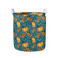 Pumpkin With Witch Hat Pattern Print Collapsible Laundry Basket