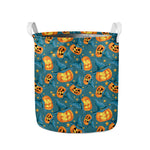 Pumpkin With Witch Hat Pattern Print Collapsible Laundry Basket