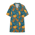 Pumpkin With Witch Hat Pattern Print Cotton Hawaiian Shirt