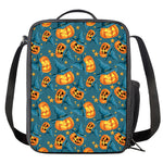 Pumpkin With Witch Hat Pattern Print Crossbody Lunch Bag