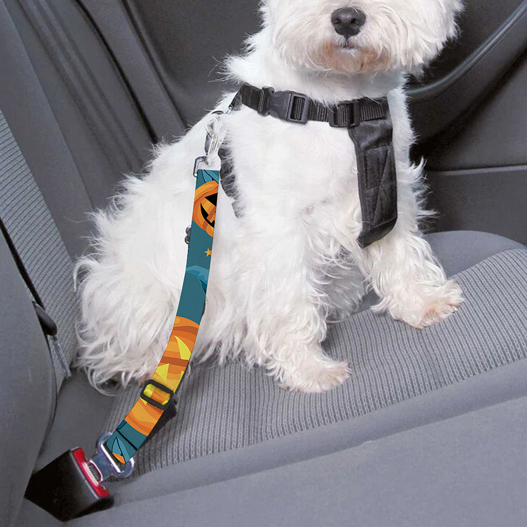 Pumpkin With Witch Hat Pattern Print Dog Seat Belt