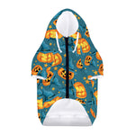 Pumpkin With Witch Hat Pattern Print Dog Zip Up Hoodie