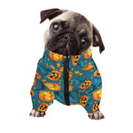 Pumpkin With Witch Hat Pattern Print Dog Zip Up Jacket