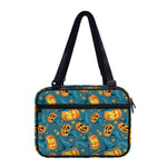 Pumpkin With Witch Hat Pattern Print Double Strap Bible Bag