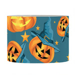 Pumpkin With Witch Hat Pattern Print Drum Lamp Shade