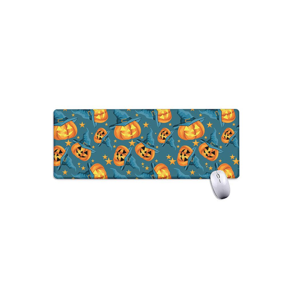 Pumpkin With Witch Hat Pattern Print Extended Mouse Pad