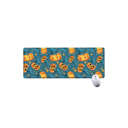 Pumpkin With Witch Hat Pattern Print Extended Mouse Pad