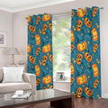 Pumpkin With Witch Hat Pattern Print Extra Wide Grommet Curtains