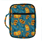 Pumpkin With Witch Hat Pattern Print Front Pocket Bible Bag
