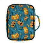Pumpkin With Witch Hat Pattern Print Front Pocket Bible Bag