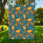 Pumpkin With Witch Hat Pattern Print Garden Flag