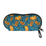 Pumpkin With Witch Hat Pattern Print Glasses Case
