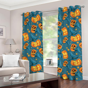 Pumpkin With Witch Hat Pattern Print Grommet Curtains