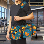 Pumpkin With Witch Hat Pattern Print Gym Bag