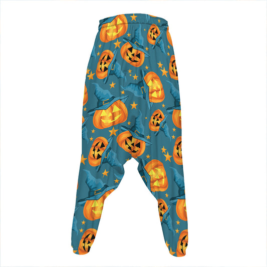 Pumpkin With Witch Hat Pattern Print Hammer Pants