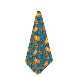 Pumpkin With Witch Hat Pattern Print Hand Towel