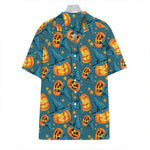 Pumpkin With Witch Hat Pattern Print Hawaiian Shirt