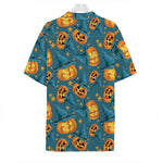 Pumpkin With Witch Hat Pattern Print Hawaiian Shirt