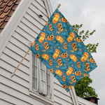 Pumpkin With Witch Hat Pattern Print House Flag