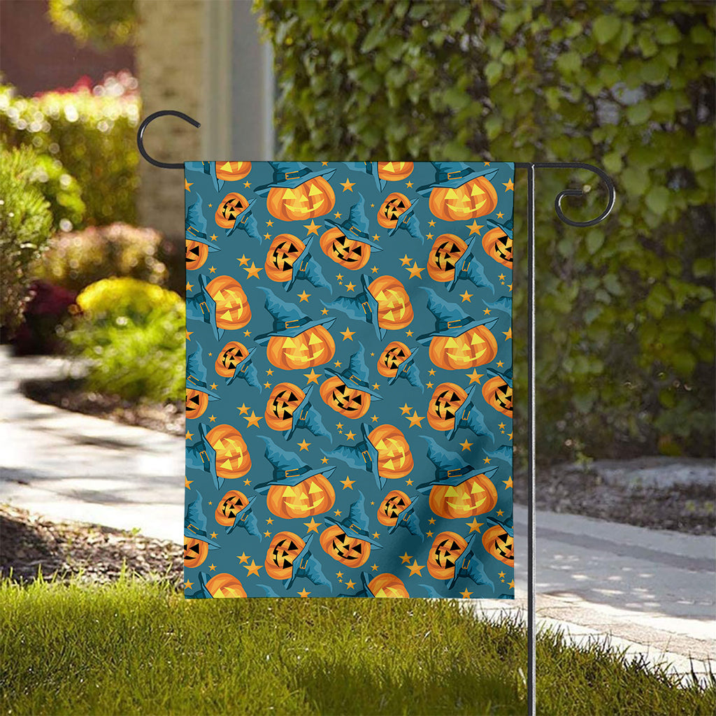 Pumpkin With Witch Hat Pattern Print House Flag