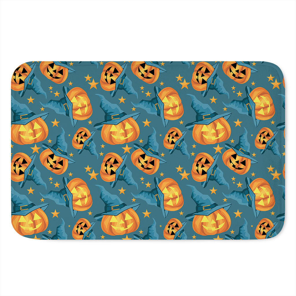 Pumpkin With Witch Hat Pattern Print Indoor Door Mat