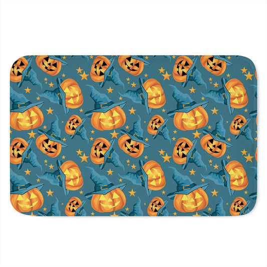 Pumpkin With Witch Hat Pattern Print Indoor Door Mat