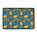 Pumpkin With Witch Hat Pattern Print Kitchen Mat