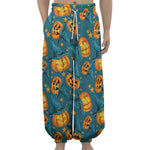 Pumpkin With Witch Hat Pattern Print Lantern Pants