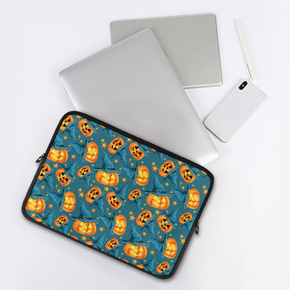 Pumpkin With Witch Hat Pattern Print Laptop Sleeve