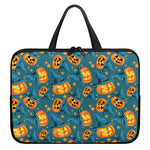 Pumpkin With Witch Hat Pattern Print Laptop Sleeve With Handle