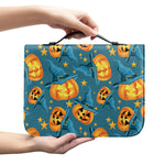 Pumpkin With Witch Hat Pattern Print Leather Bible Cover