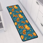 Pumpkin With Witch Hat Pattern Print Long Kitchen Mat