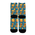 Pumpkin With Witch Hat Pattern Print Long Socks