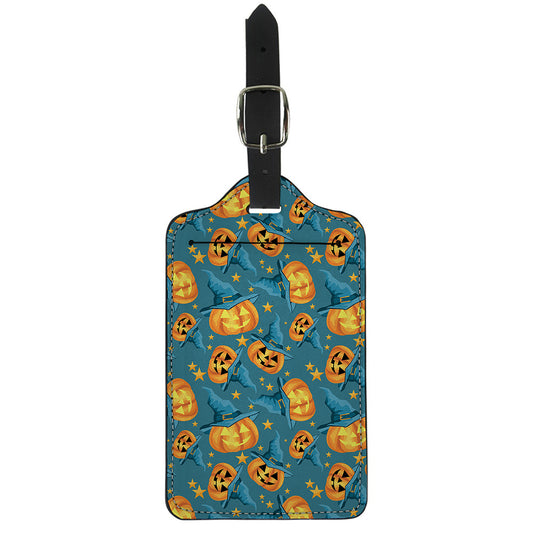 Pumpkin With Witch Hat Pattern Print Luggage Tag