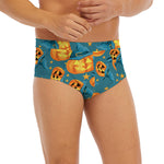 Pumpkin With Witch Hat Pattern Print Men's Briefs