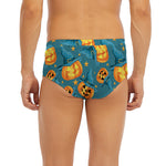 Pumpkin With Witch Hat Pattern Print Men's Briefs