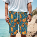 Pumpkin With Witch Hat Pattern Print Men's Cargo Shorts