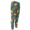 Pumpkin With Witch Hat Pattern Print Men's Compression Pants