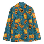 Pumpkin With Witch Hat Pattern Print Men's Cotton Blazer