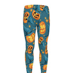 Pumpkin With Witch Hat Pattern Print Men's leggings