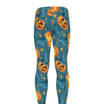 Pumpkin With Witch Hat Pattern Print Men's leggings
