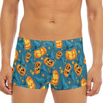 Pumpkin With Witch Hat Pattern Print Men's Short Boxer Briefs