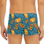 Pumpkin With Witch Hat Pattern Print Men's Short Boxer Briefs
