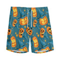 Pumpkin With Witch Hat Pattern Print Men's Athletic Shorts