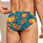 Pumpkin With Witch Hat Pattern Print Men's Swim Briefs