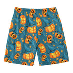 Pumpkin With Witch Hat Pattern Print Men's Swim Trunks