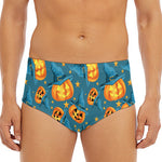 Pumpkin With Witch Hat Pattern Print Men's Triangle Swim Briefs