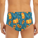 Pumpkin With Witch Hat Pattern Print Men's Triangle Swim Briefs