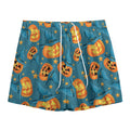Pumpkin With Witch Hat Pattern Print Mesh Shorts